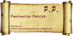 Pavlovits Patrik névjegykártya