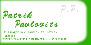 patrik pavlovits business card